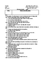 Đề kiểm tra cuối học kì I môn Khoa học khối 5 - Năm học 2016-2017